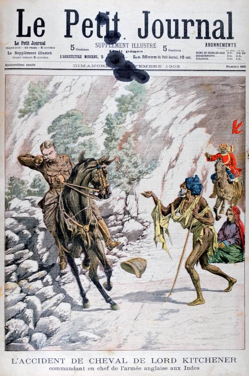 Het paardongeluk van Lord Kitchener, India door Unbekannt