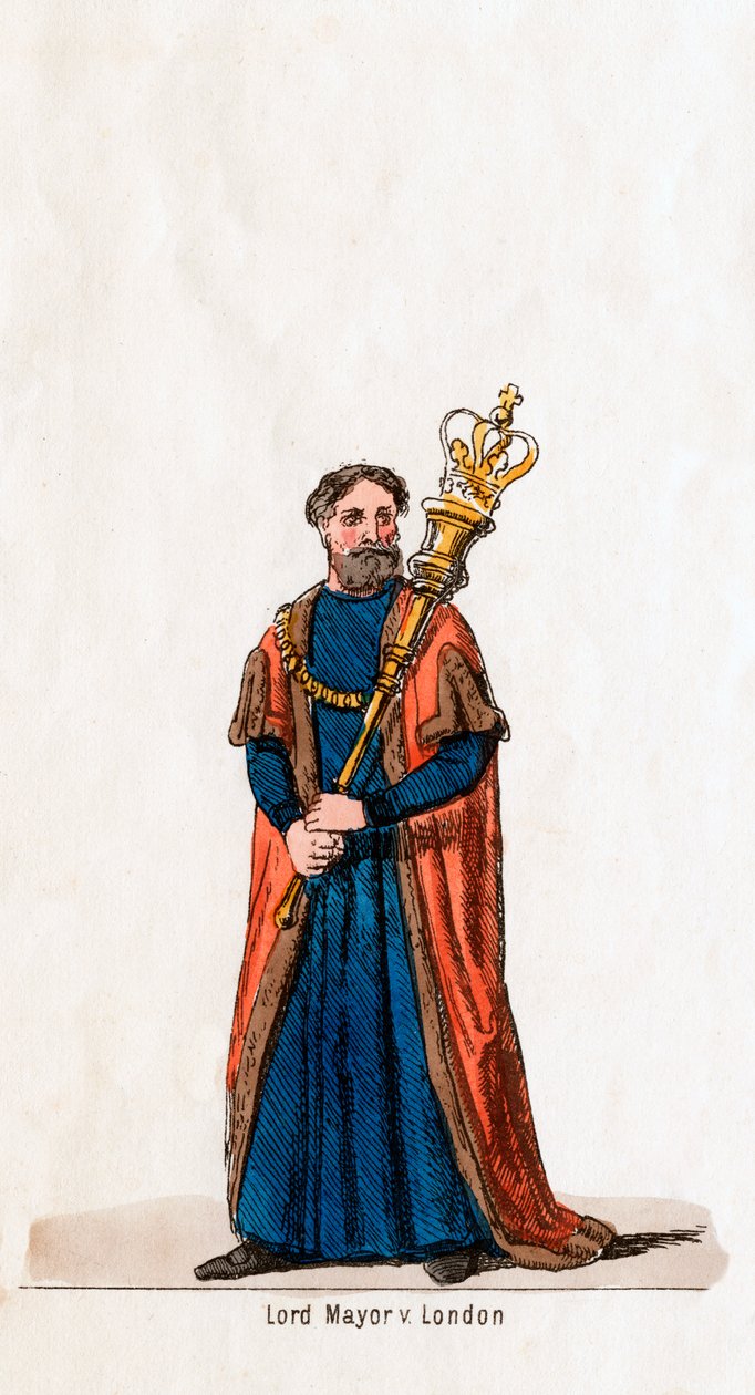 Burgemeester van Londen, kostuumontwerp voor Shakespeares toneelstuk, Henry VIII, 19e eeuw door Unbekannt