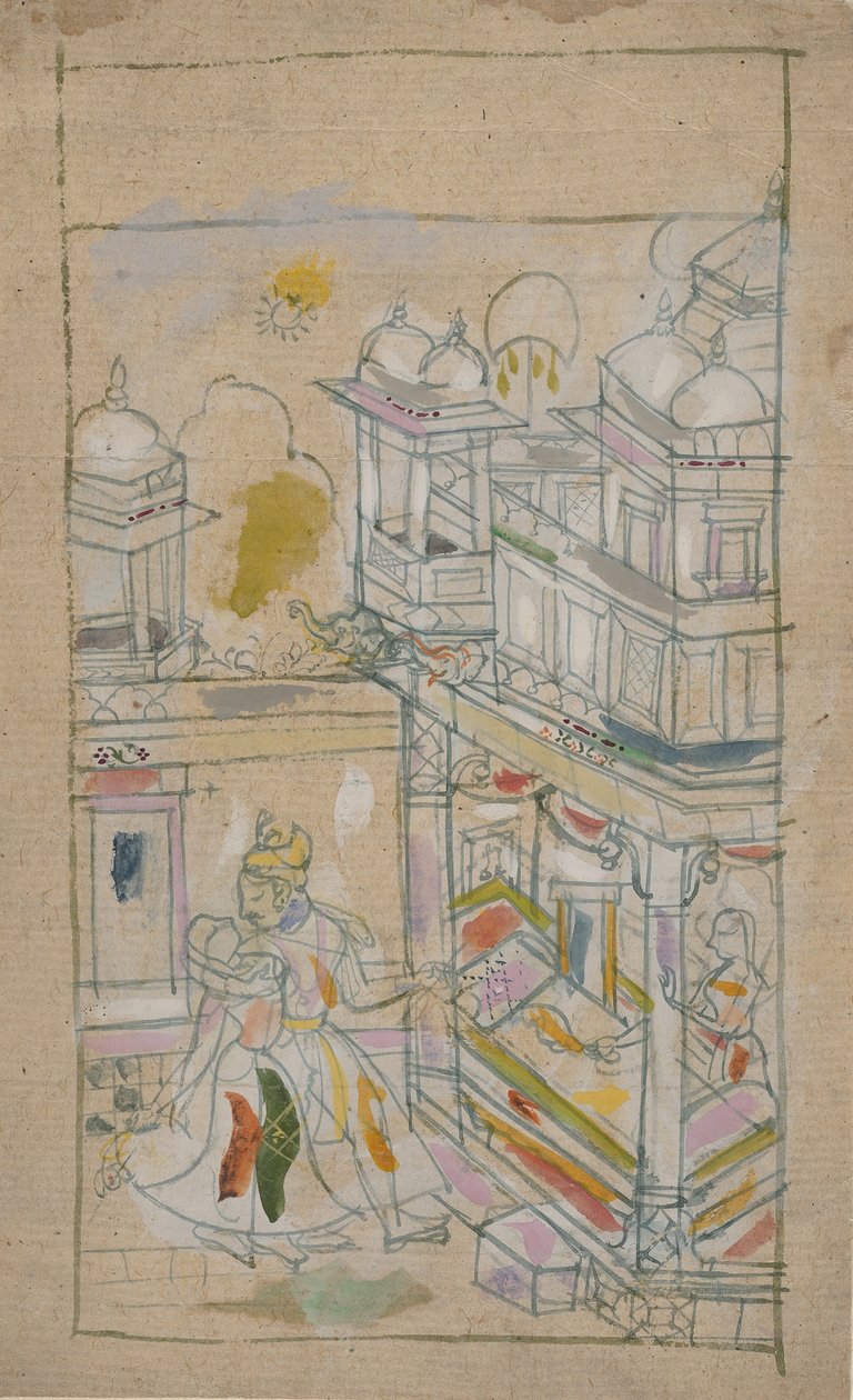 Geliefden keren terug naar een paleis, late 18e eeuw door Unbekannt