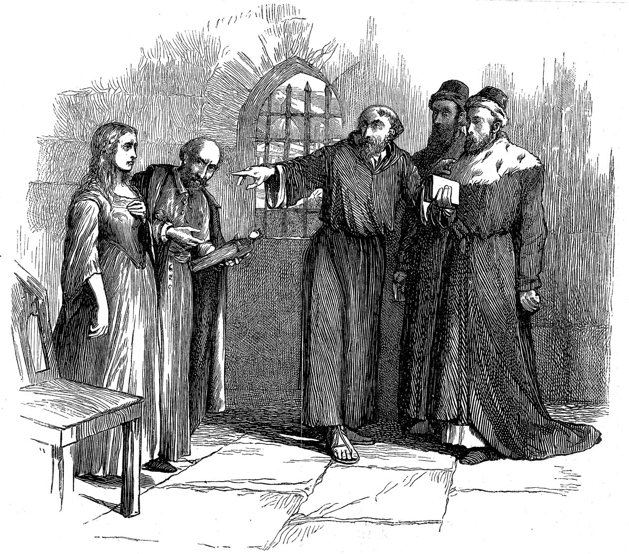 Lucrezia Castellani voor Inquisiteurs na verboden Waldenses dienst, ca. 1476 19e eeuw door Unbekannt