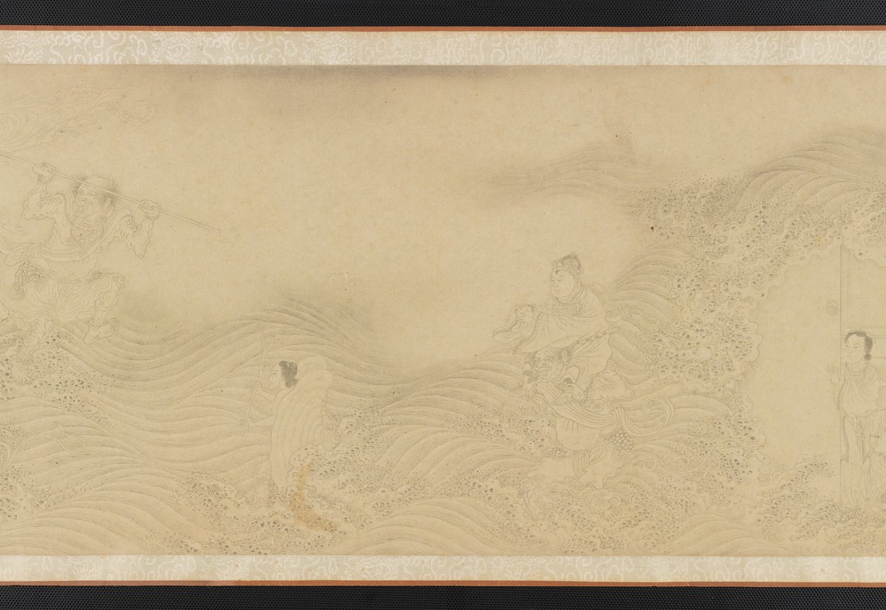 Luohans die land en zee oversteken, Ming of Qing-dynastie, 17e eeuw door Unbekannt