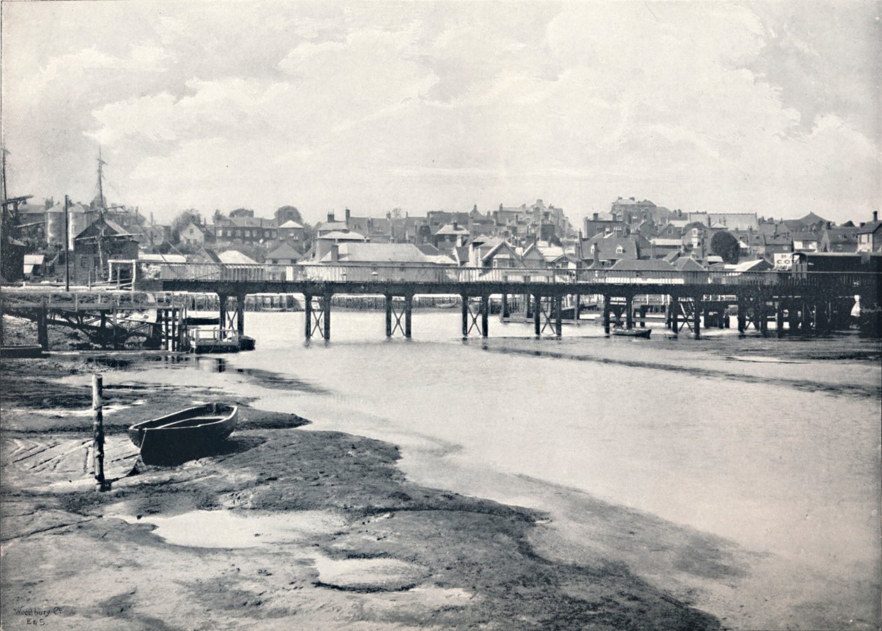 Lymington - De brug en de stad, vanaf de rivier, 1895 door Unbekannt