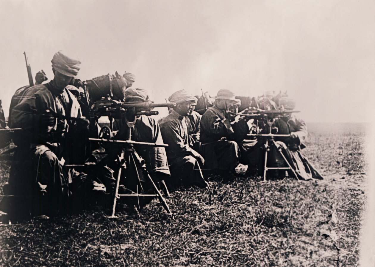 Machinegeweerschutters, ca. 1914-1918 door Unbekannt