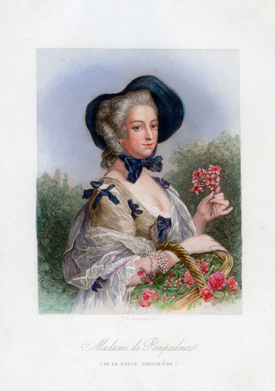 Madame de Pompadour als de mooie tuinierster door Unbekannt