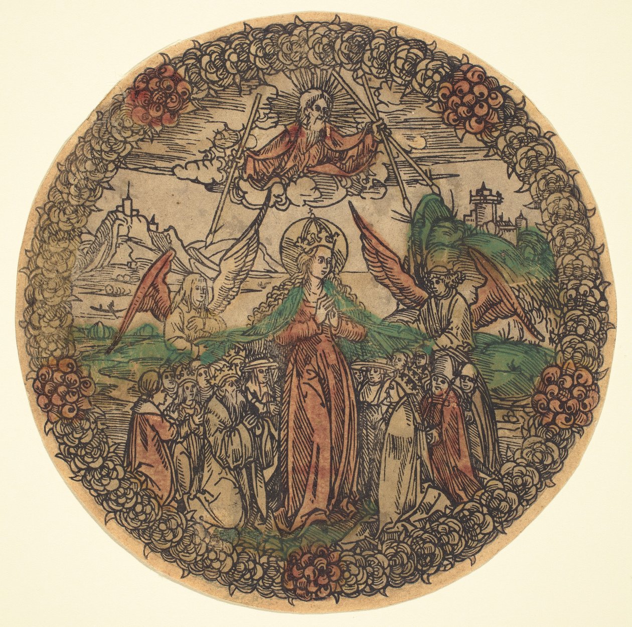 Madonna in een krans van rozen, 1490-1500 door Unbekannt