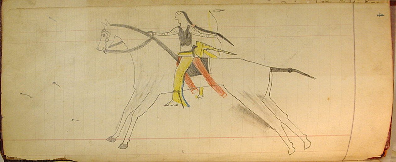Maffet Ledger: Bereden Indiaan, ca. 1874-81 door Unbekannt