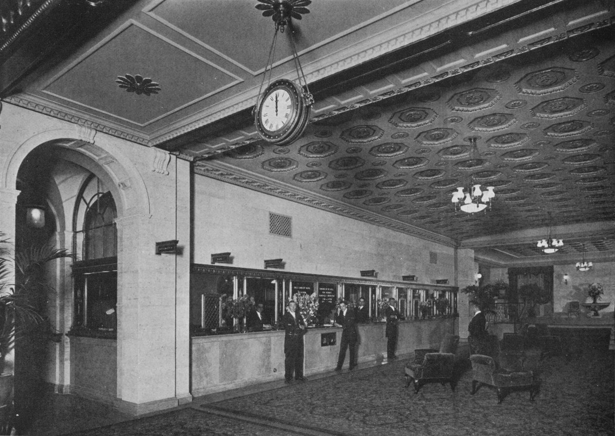 Hoofdkantoor naast de ingangslobby, Roosevelt Hotel, New York City, 1924 door Unbekannt