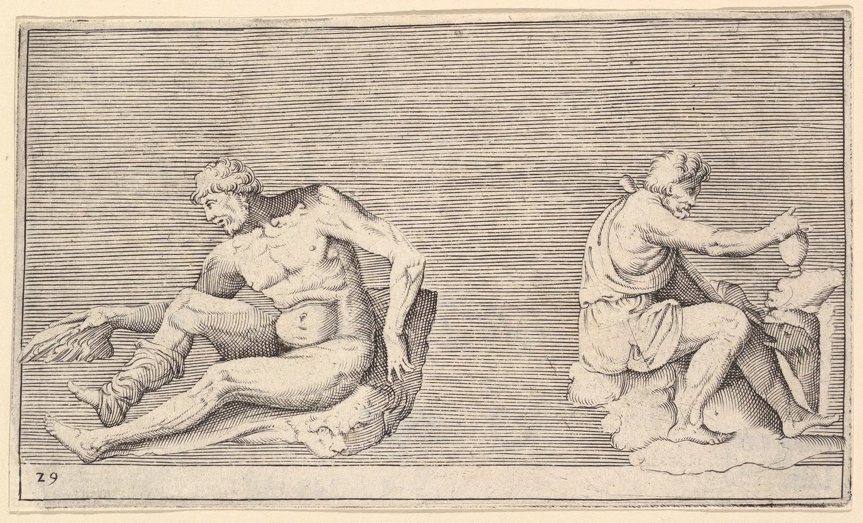 Man met vleugel, man met vaas en hond, gepubliceerd ca. 1599-1622 door Unbekannt