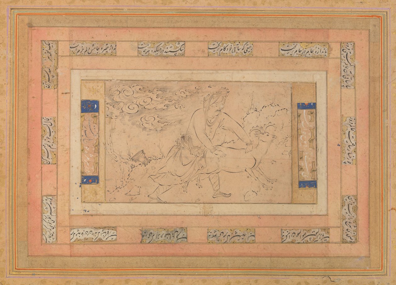 Man met een ram, Folio uit het Bellini Album, ca. 1600 door Unbekannt