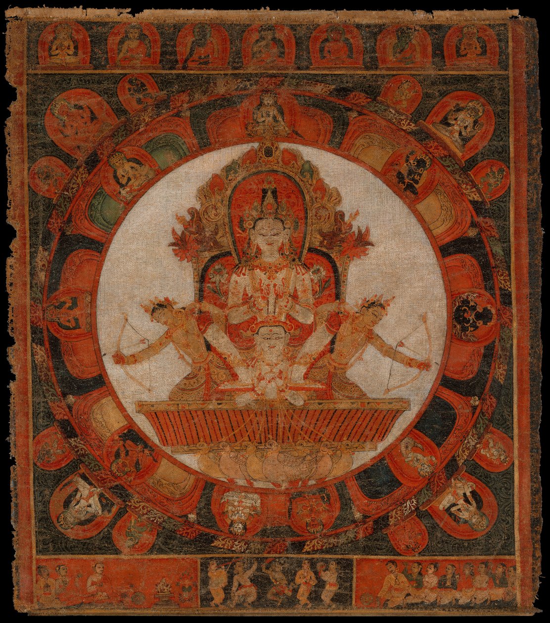 Mandala van Chandra, god van de maan, laat 14e-begin 15e eeuw door Unbekannt