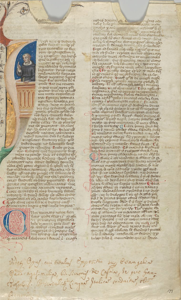 Manuscriptblad, 14e eeuw door Unbekannt