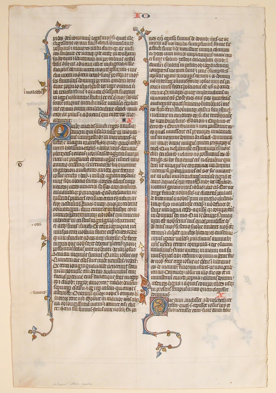 Manuscriptblad uit een Bijbel, ca. 1280-1300 door Unbekannt