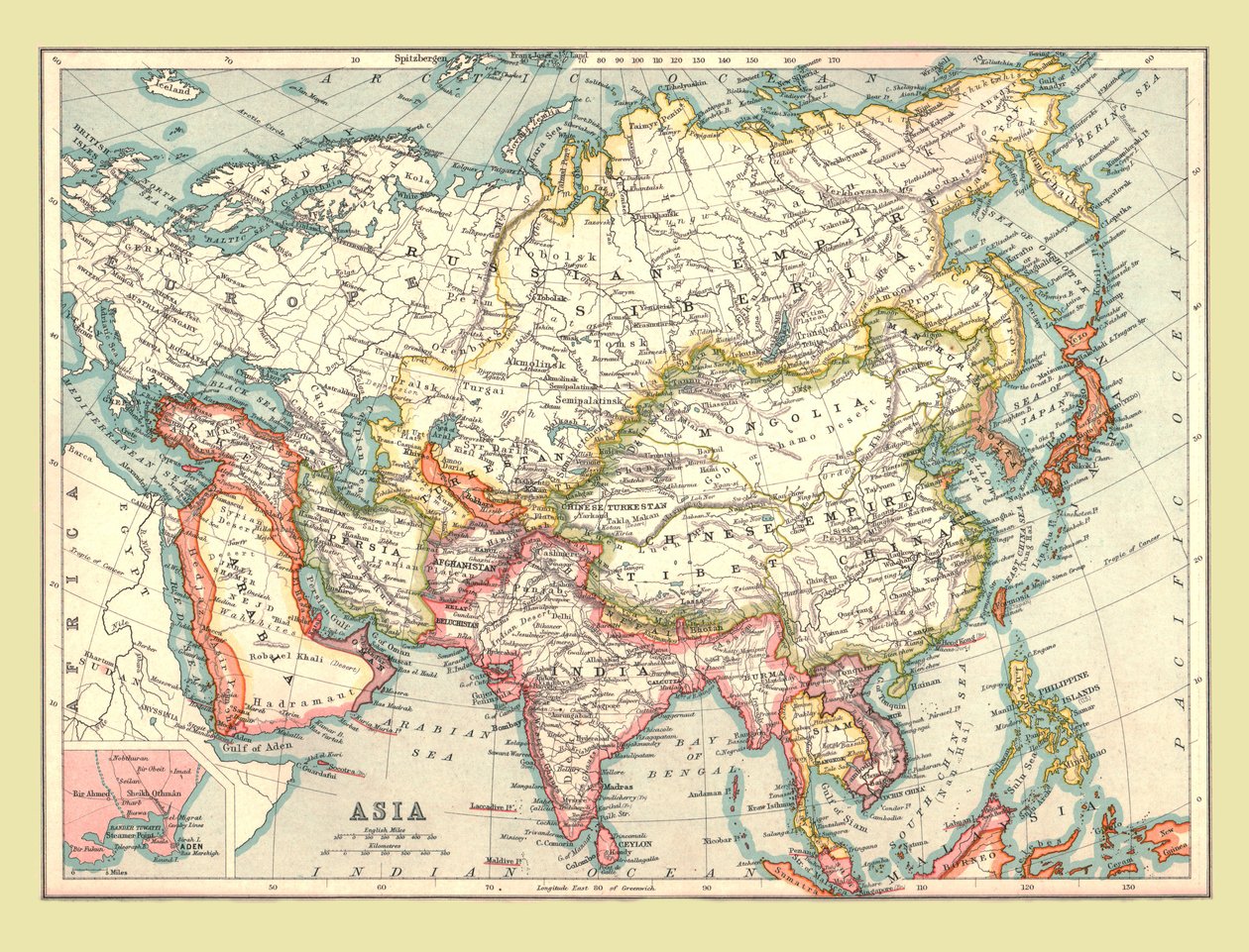 Kaart van Azië, 1902 door Unbekannt