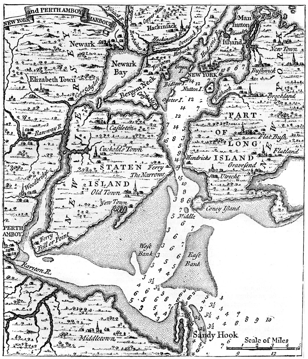 Kaart van New York rond het midden van de 18e eeuw, c1880 door Unbekannt