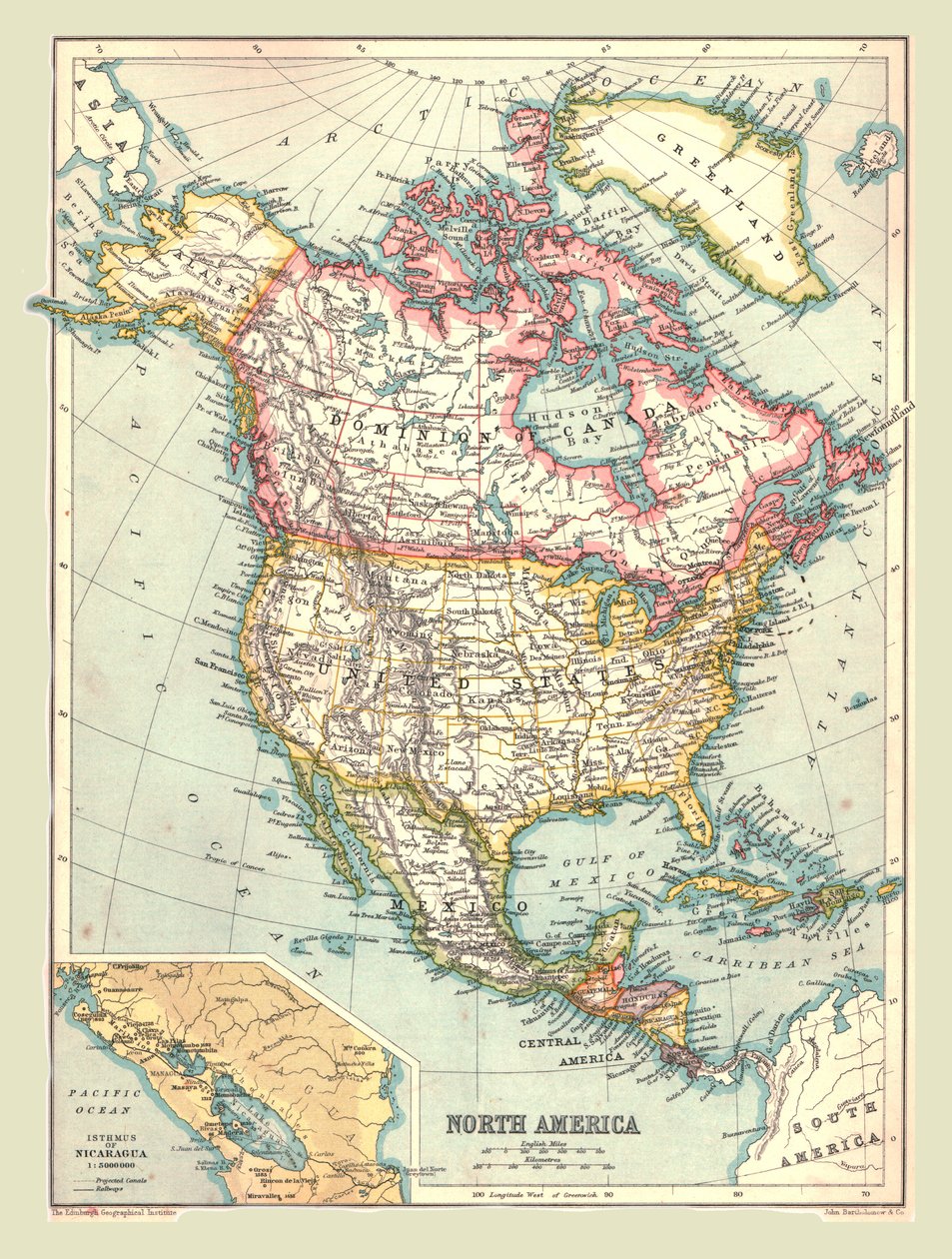 Kaart van Noord-Amerika, 1902 door Unbekannt