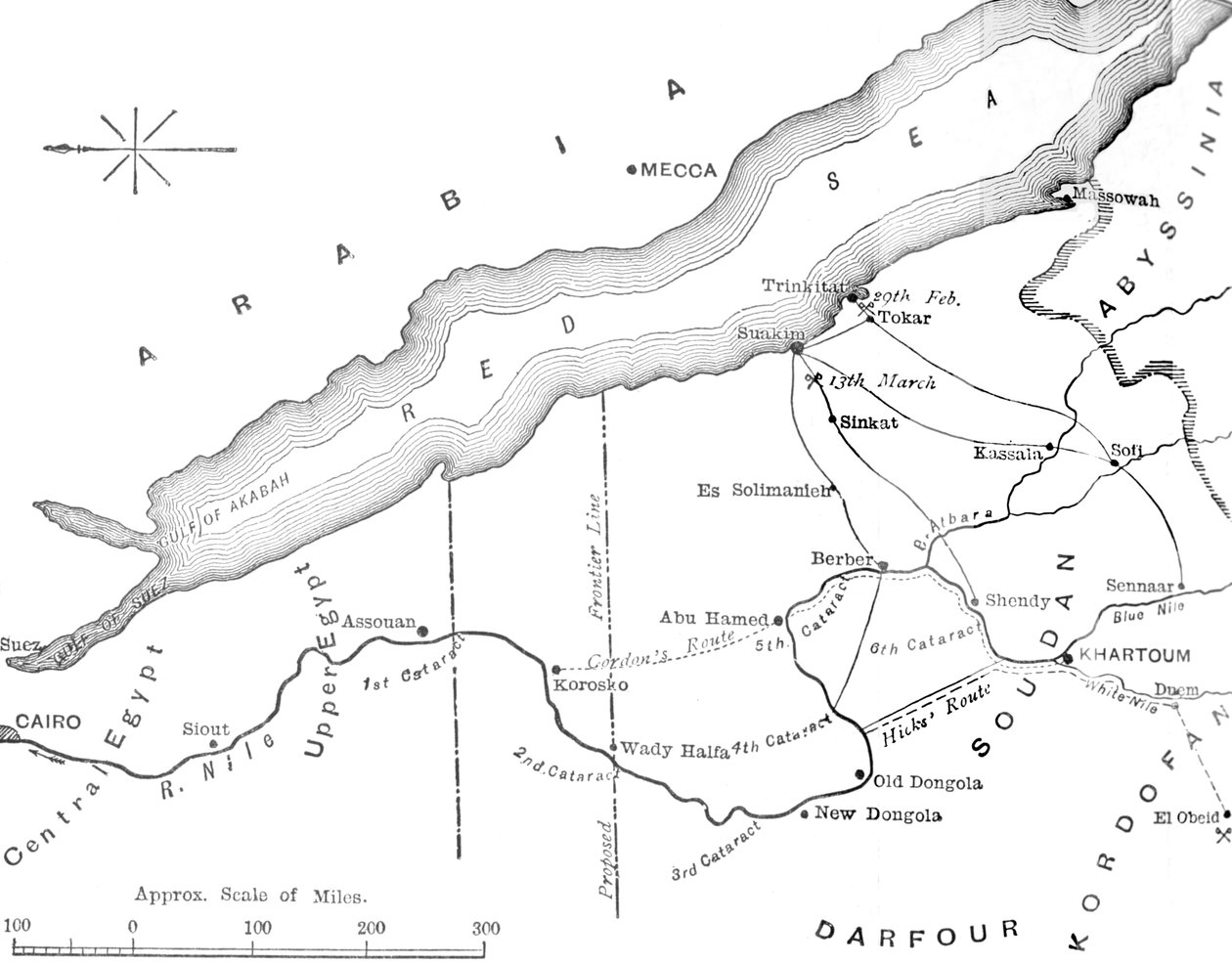 Kaart van het land tussen Egypte en de Soedan, c1881-85 door Unbekannt