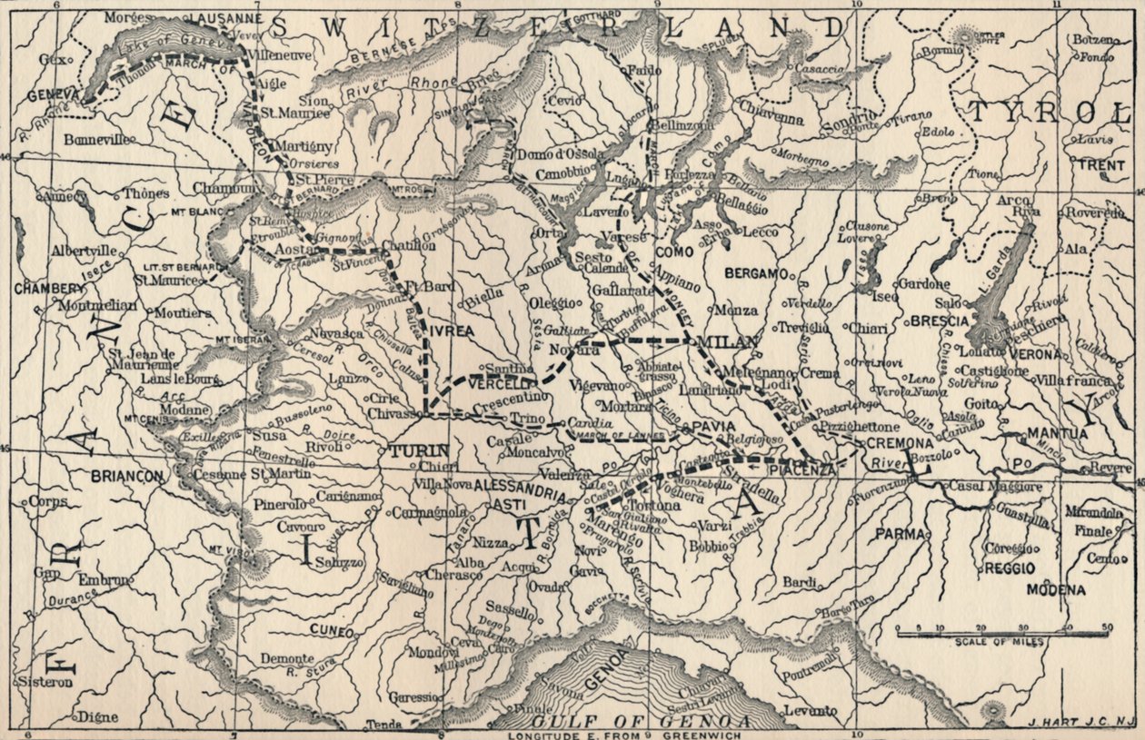 Kaart van de Marengo-campagne, 1800, 1896 door Unbekannt