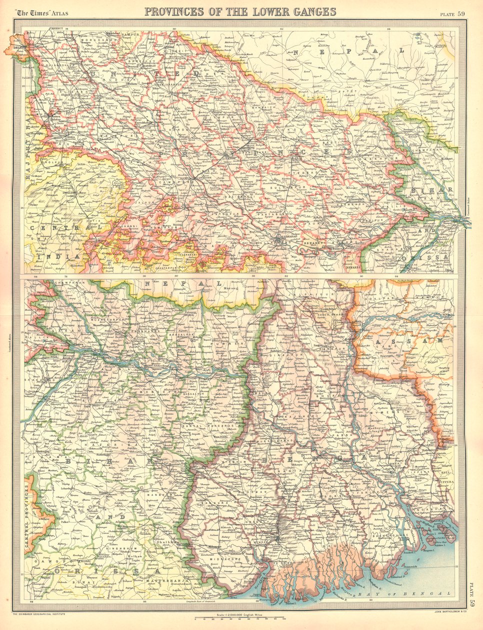 Kaart van de provincies van de Beneden-Ganges door Unbekannt