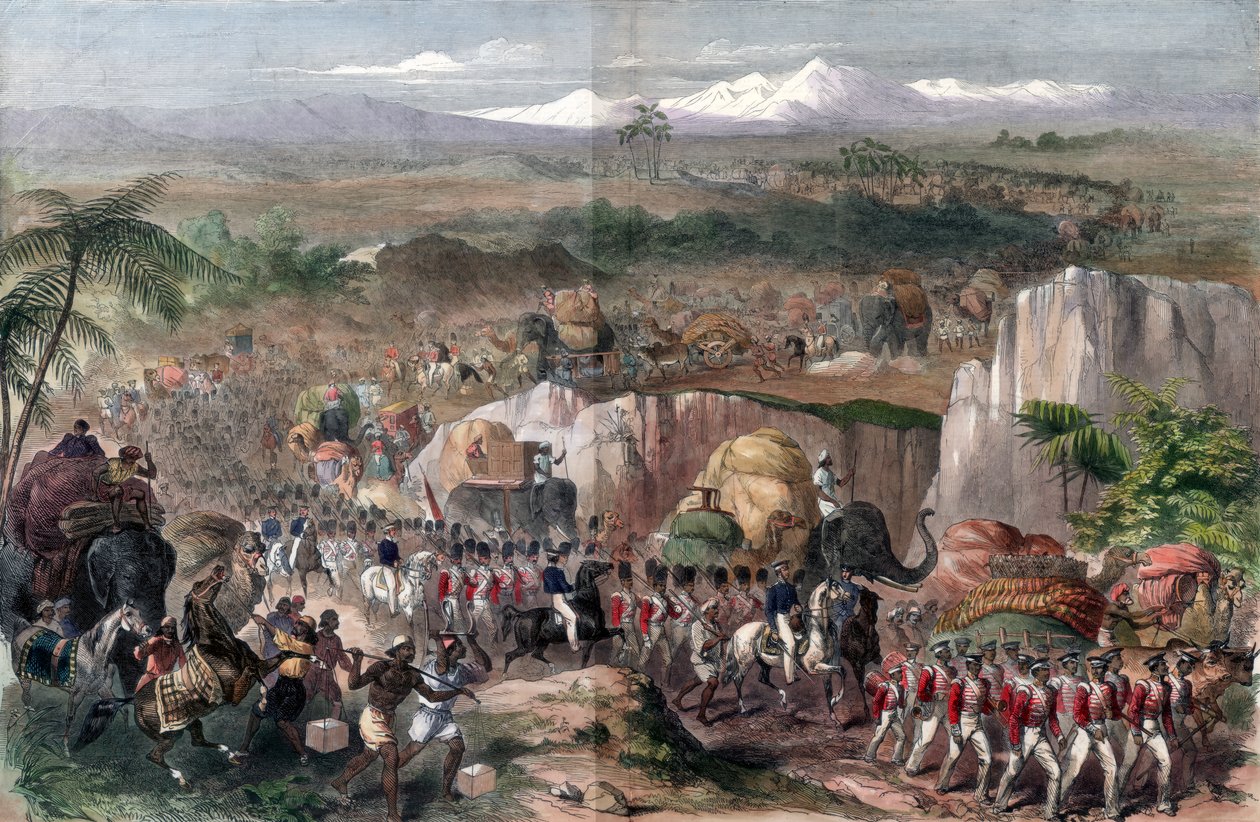 Mars van troepen in India, 1848 door Unbekannt