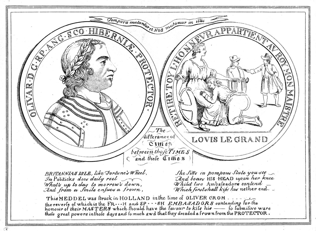 Medaille uit de tijd van Oliver Cromwell, 17e eeuw door Unbekannt