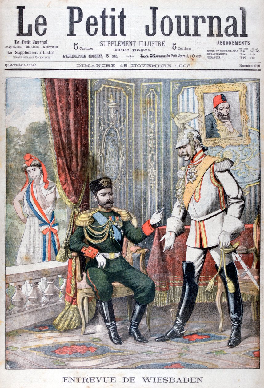 Ontmoeting tussen Tsaar Nicolaas II en Keizer Wilhelm II, Wiesbaden, Duitsland, 1903 door Unbekannt