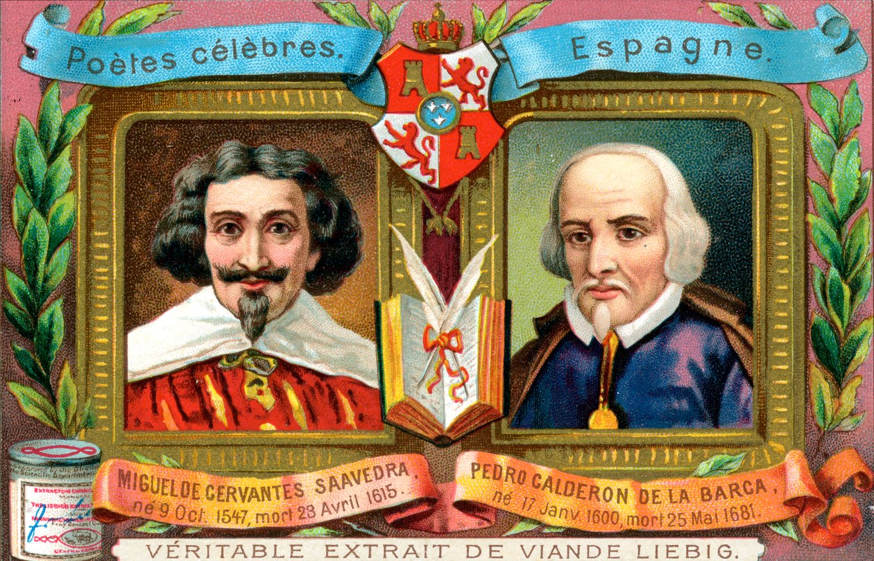 Miguel de Cervantes Saavedra en Pedro Calderon De La Barca, ca. 1900 door Unbekannt