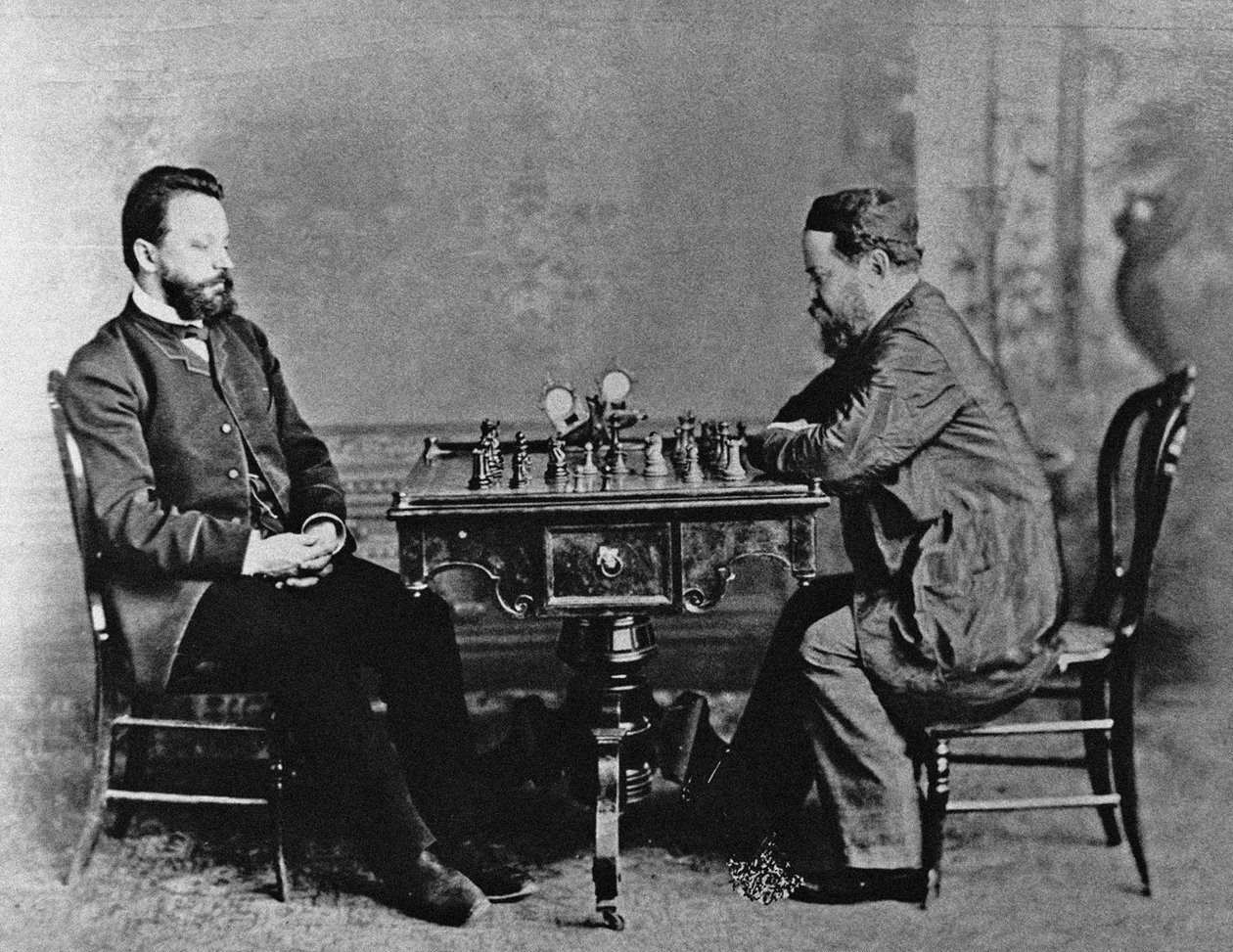 Mikhail Chigorin en William Steinitz in Havana door Unbekannt