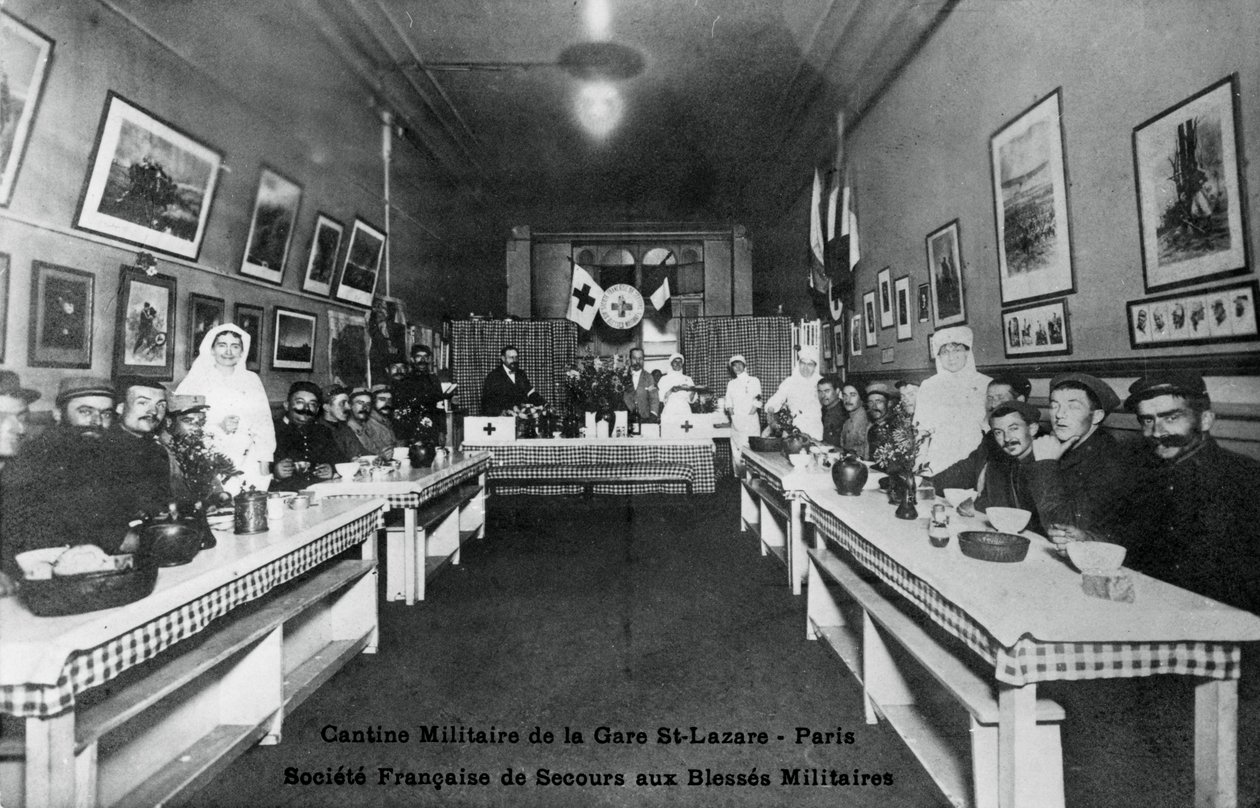 Militaire kantine, Gare St Lazare, Parijs, Eerste Wereldoorlog, 1914-1918 door Unbekannt