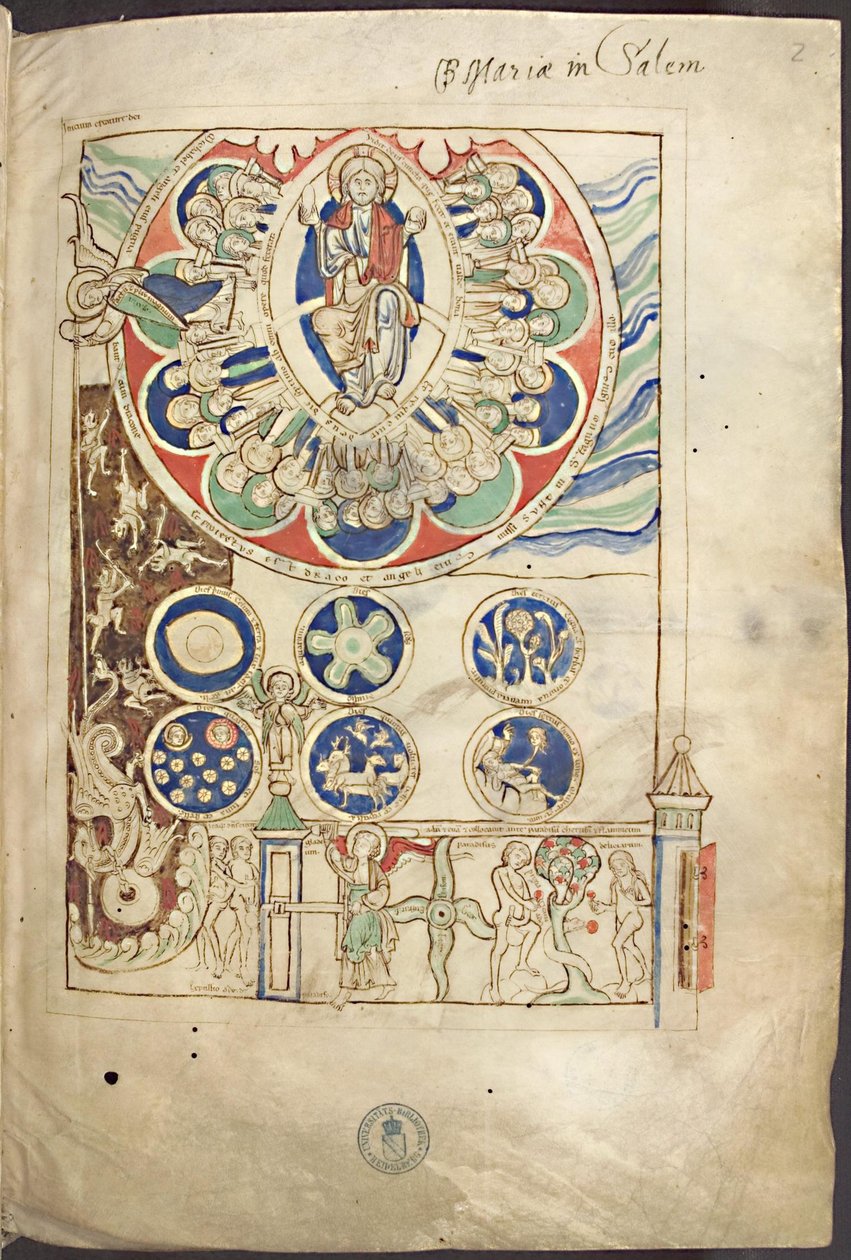 Miniatuur Initium creaturae dei uit Liber Scivias door Hildegard van Bingen, ca. 1220 door Unbekannt