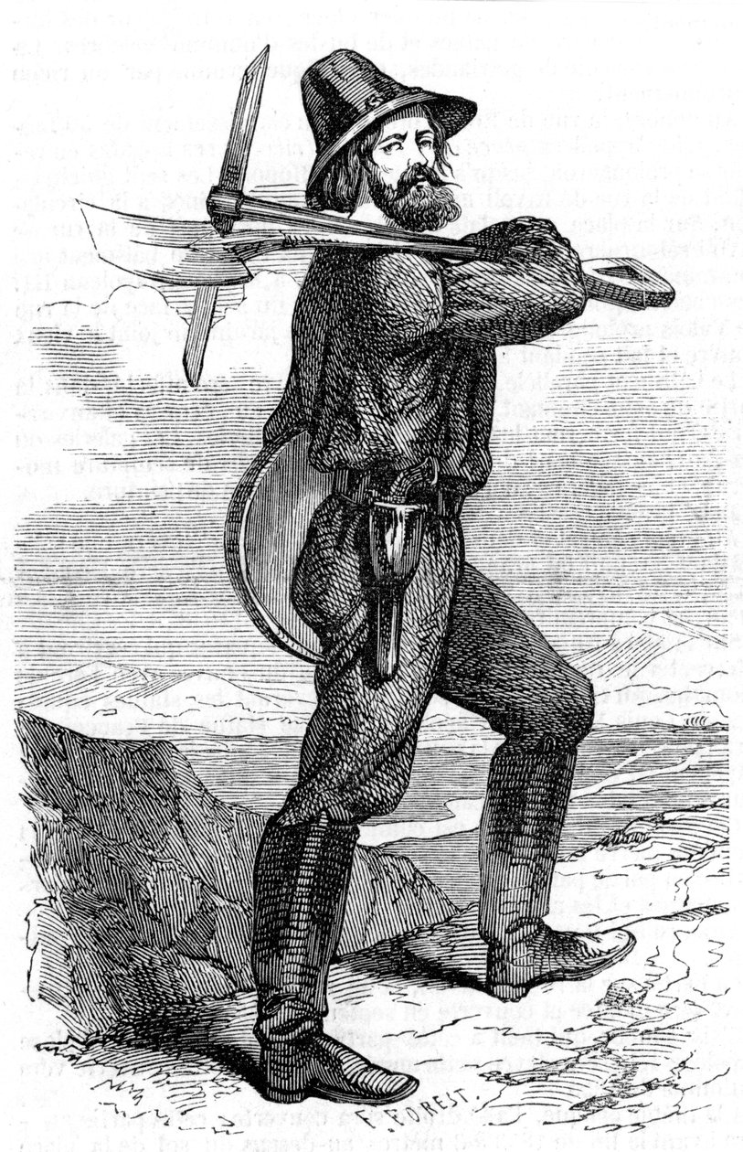 Mijnprospector in de Californische goudvelden, 1853 door Unbekannt