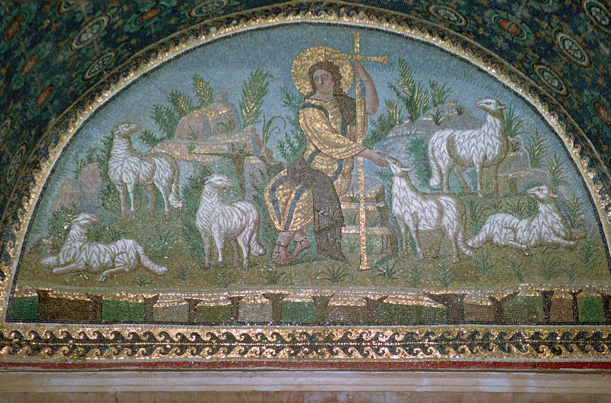 Mozaïek van Christus de Goede Herder, 5e eeuw v.Chr. door Unbekannt