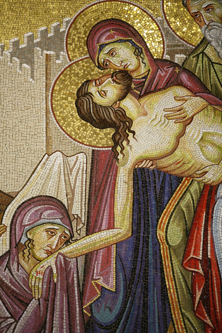 Mozaïek van de dood van Christus in de Heilig Grafkerk, Jeruzalem, Israël door Unbekannt