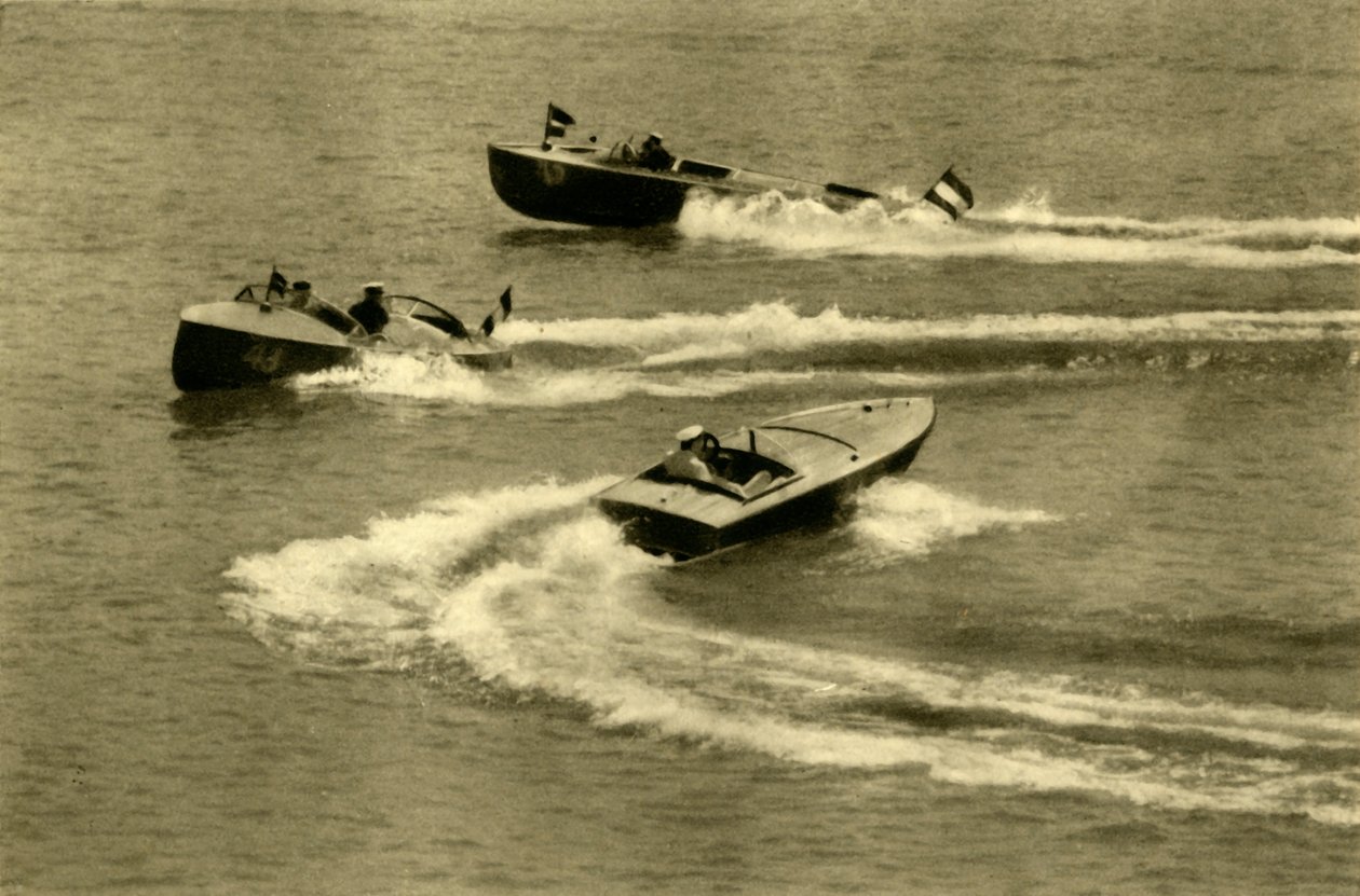 Motorbootrace, Wörthersee, Karinthië, Oostenrijk, ca. 1935 door Unbekannt