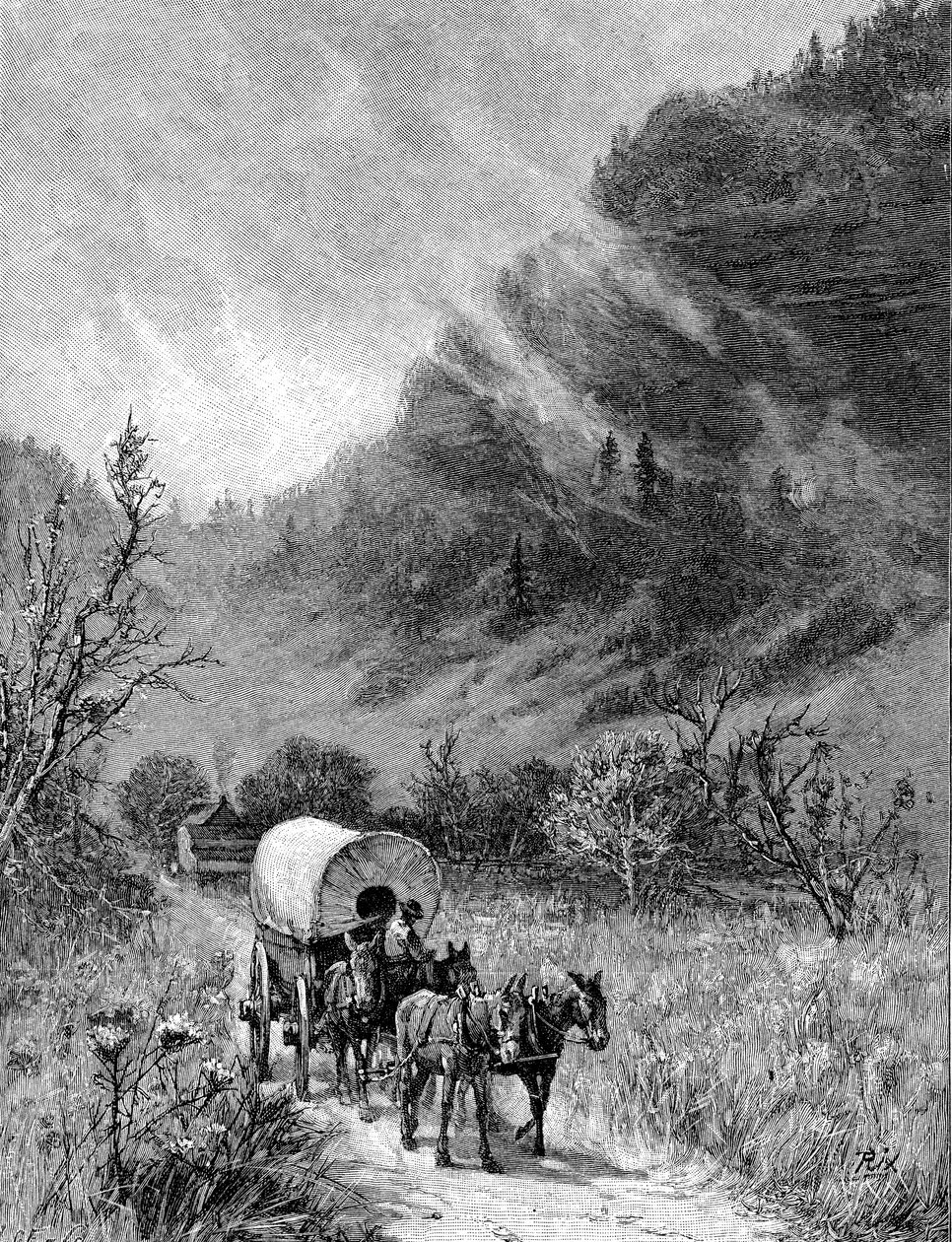 Muilezelwagen die door de Cumberland Gap, Kentucky gaat door Unbekannt