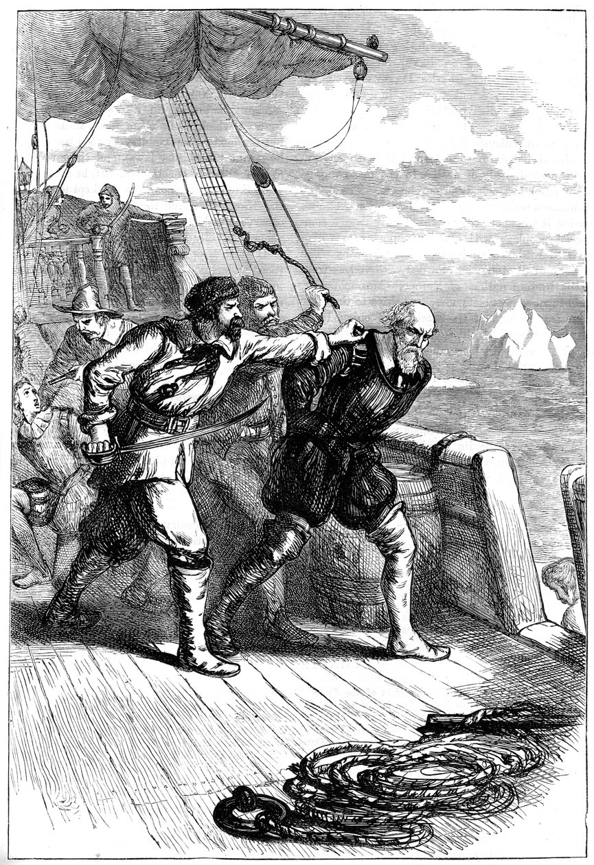 Muiterij op het schip van Henry Hudson door Unbekannt
