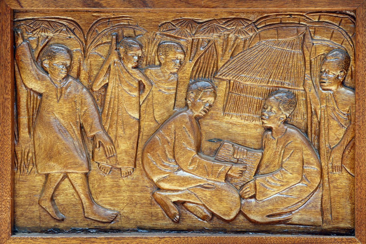 Namugongo katholieke martelarenheiligdom, Kampala. Kerkdeur reliëf, 20160217, Kampala, Oeganda door Unbekannt