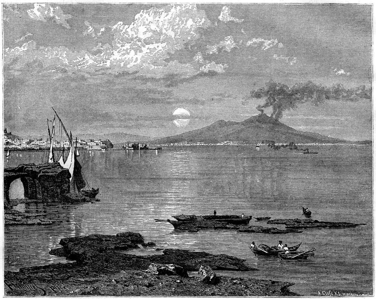 Napels en de Vesuvius, vanaf Pausilippe, Italië, 19e eeuw door Unbekannt