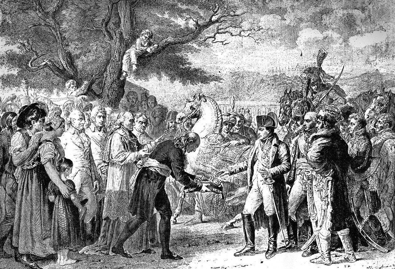 Napoleon ontvangt de sleutels van Wenen, Schloss Schönbrunn, 13 november 1805 door Unbekannt
