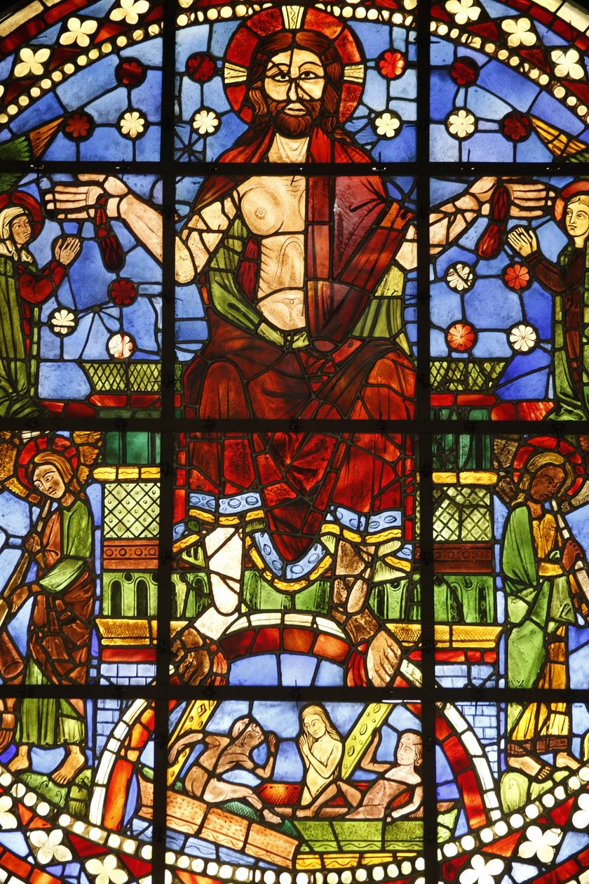 Nationaal Museum van Franse monumenten. Oude kerk van de Cordeliers, Chateauroux. Glas-in-loodraam van het Laatste Oordeel, Parijs, Frankrijk door Unbekannt