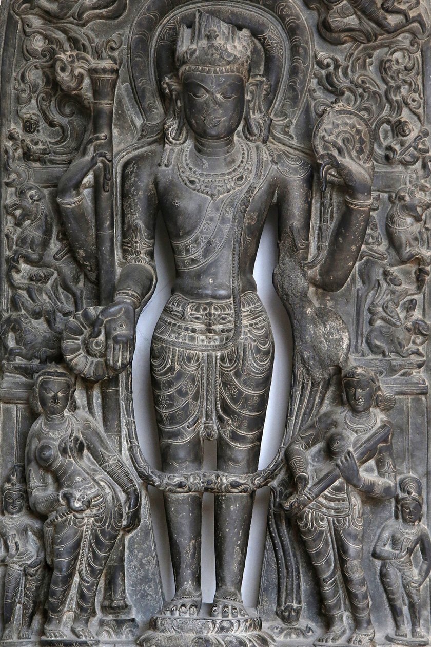 Nationaal museum van India, Delhi. Vishnu. Pala, 9e-10e eeuw n.Chr. Oost-India. Steen. (detail). India. door Unbekannt
