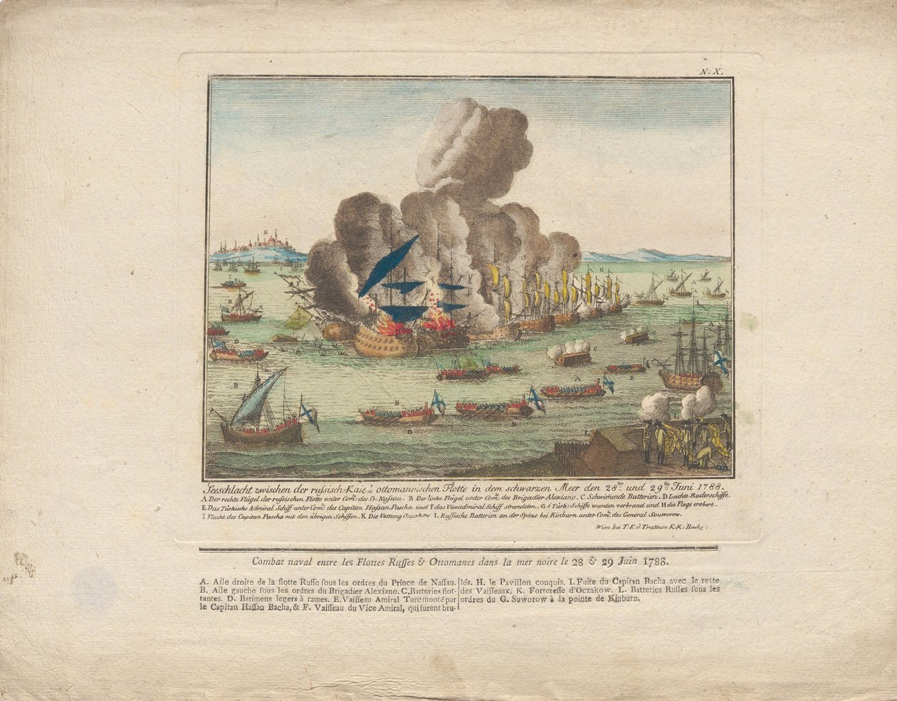 Zeeslag tussen de Russische en Ottomaanse vloot in de Zwarte Zee op 28 en 29 juni 1788, 1788 door Unbekannt