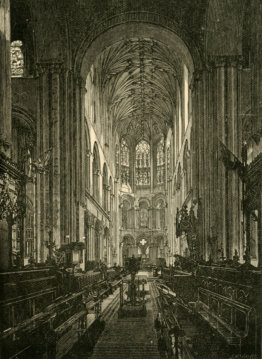 Kathedraal van Norwich. Het koor, kijkend naar het oosten, 1898 door Unbekannt
