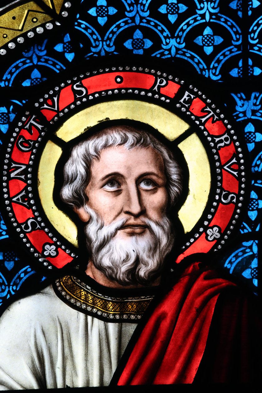 Notre-Dame Saint-Lazare collegiale kerk, Glas-in-loodraam, Sint-Pieter, Avallon, Frankrijk door Unbekannt
