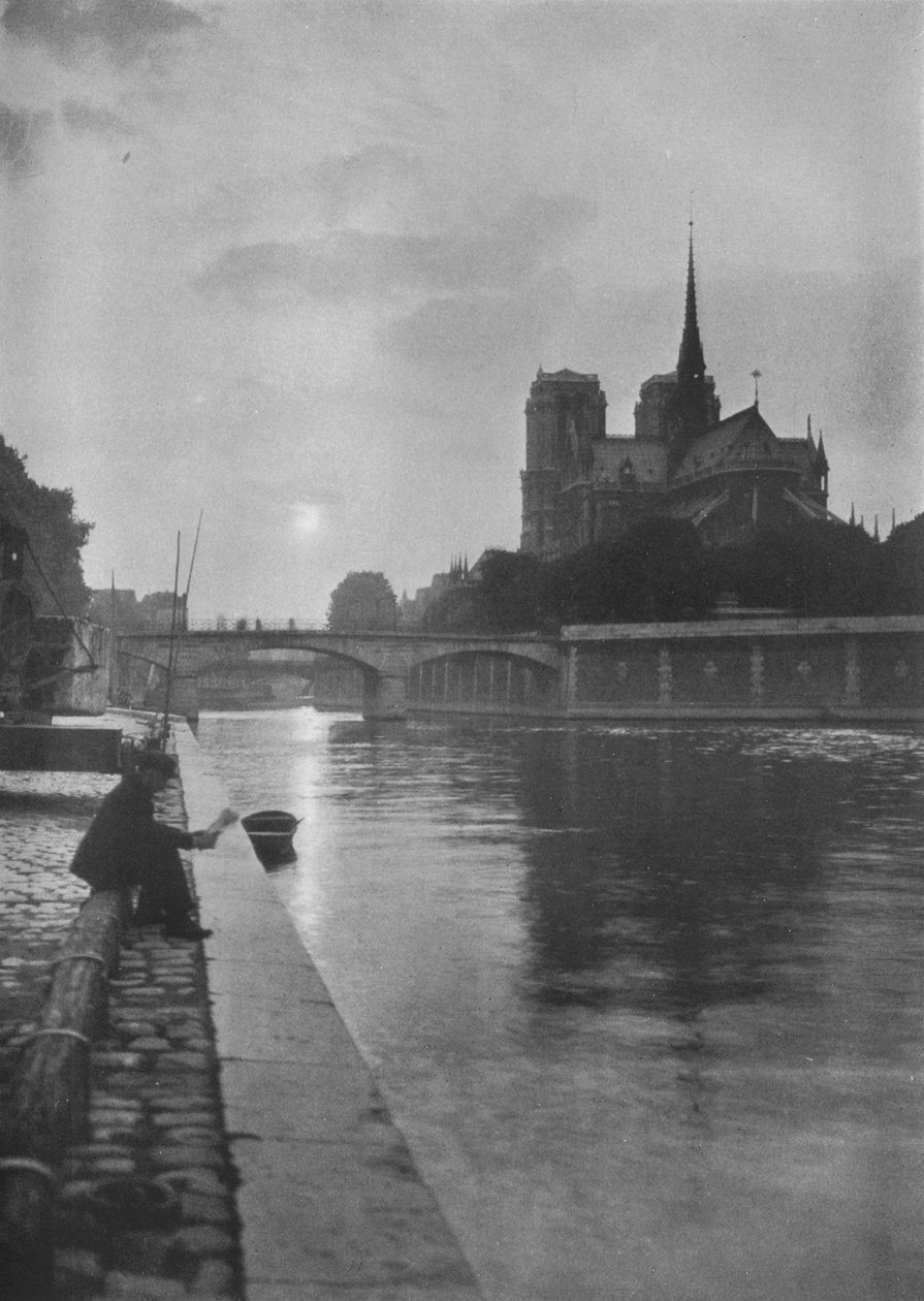 Notre Dame vanaf de rivier, Parijs, 1924 door Unbekannt
