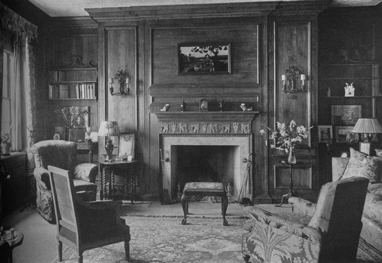 Oude Georgische lambrisering in het kantoor van Miss Morgan, huis van Miss Anne Morgan, New York City, 1924 door Unbekannt