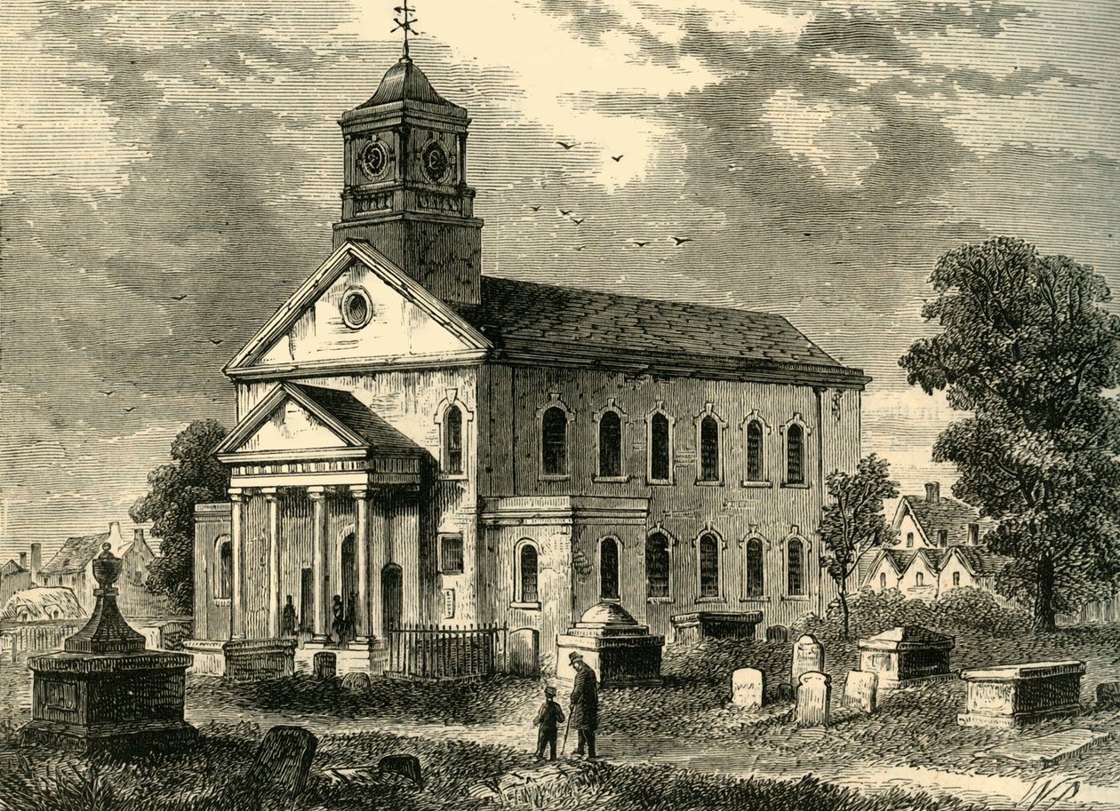 Oude Newington Kerk in 1866 door Unbekannt