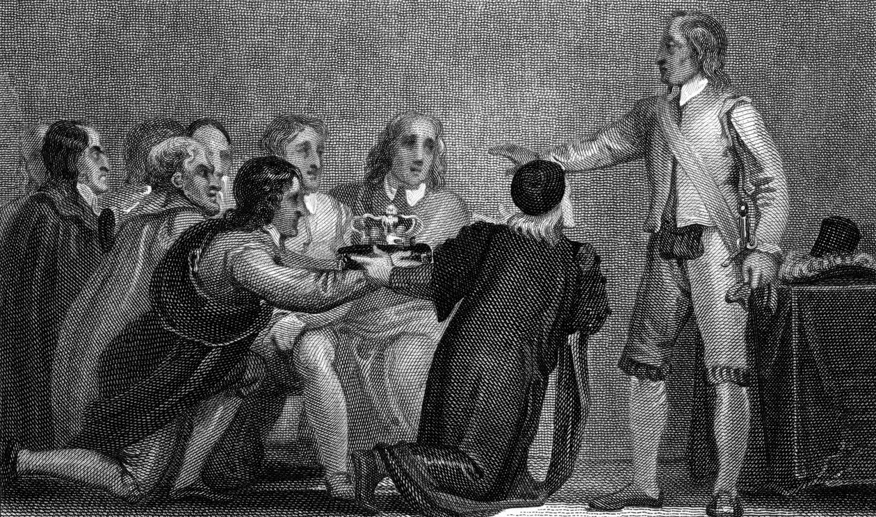 Oliver Cromwell wijst de kroon af, 1650s door Unbekannt
