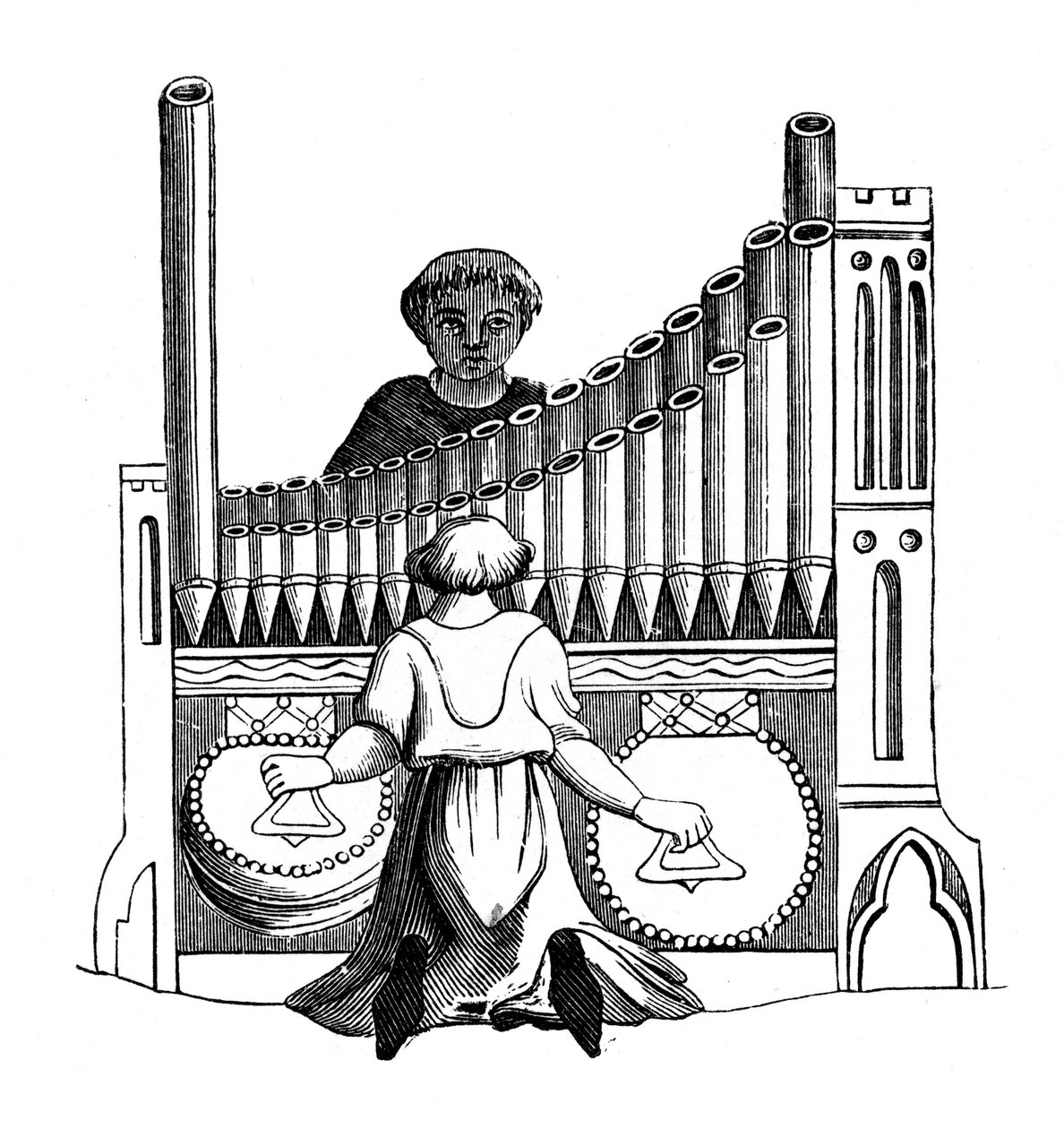 Orgel met een enkel klavier, 14e eeuw, 1870 door Unbekannt