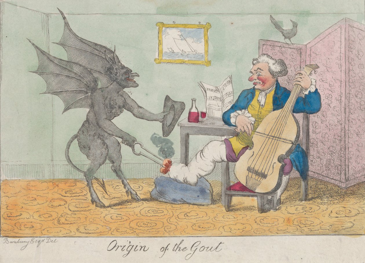 Oorsprong van de jicht, ca. 1810 door Unbekannt