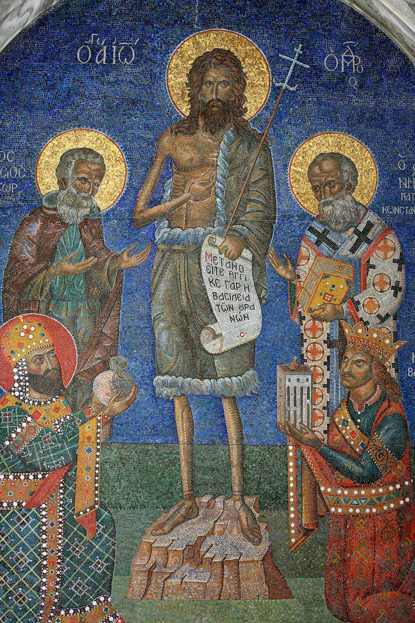 Orthodox mozaïek met Johannes de Doper met bisschoppen en koningen door Unbekannt